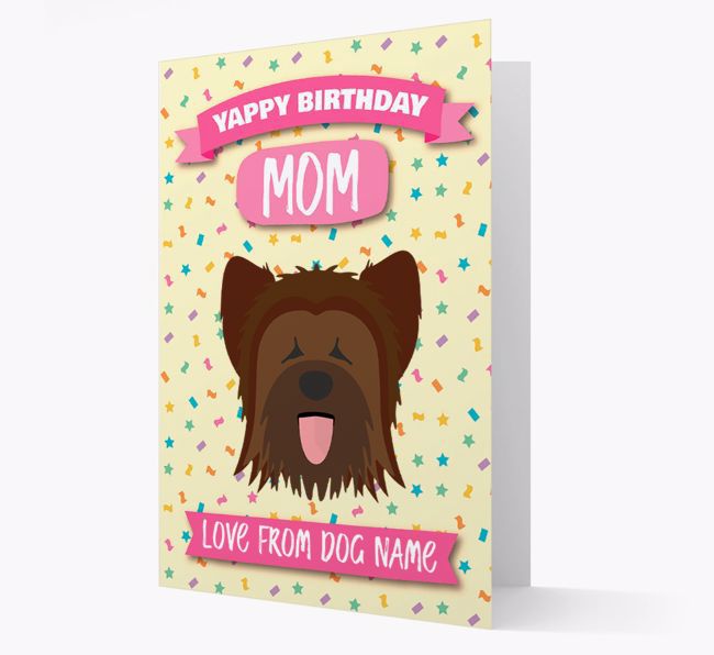 Personalized Card 'Yappy Birthday Mom' with {breedCommonName} Icon